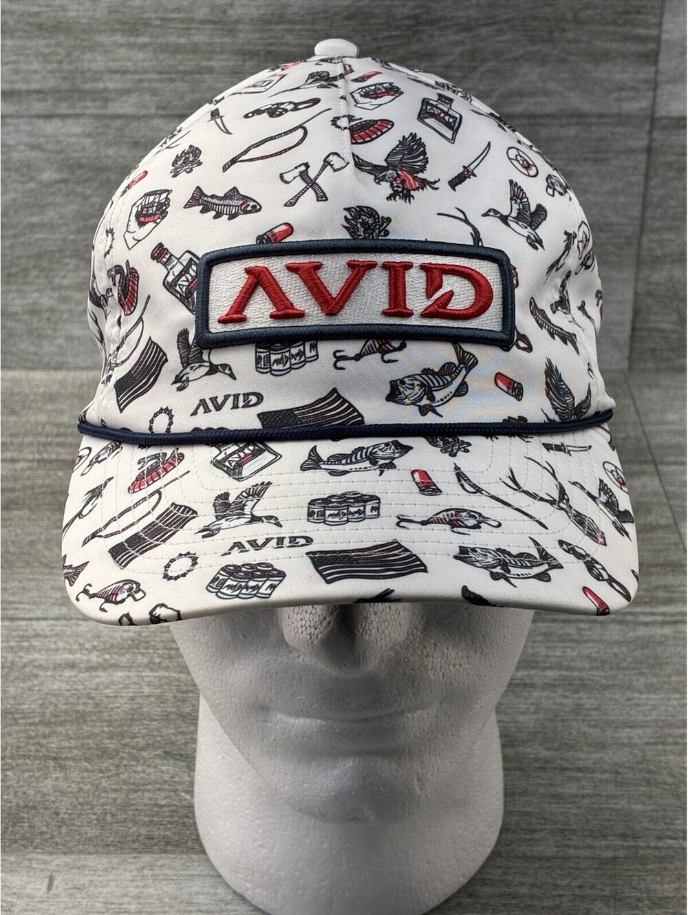 Avid Sportsman Roped Fishing Hat SnapBack All Over Print Fish Deer Hunting USA